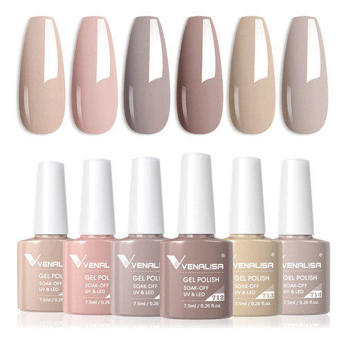 Venalisa - Juego De Esmaltes De Uas De Gel Nude - 6 Colores