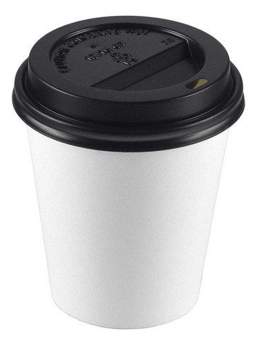 50 Vasos Desechable De Papel Con Tapa Para Café 12oz Calient Blanco