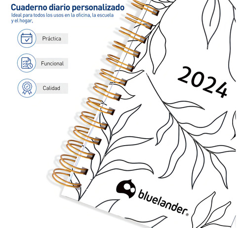 Agendas 2024 Escolares Organizador Planeador Diaria 21*16 Cm Portada Blanco Agenda espiral