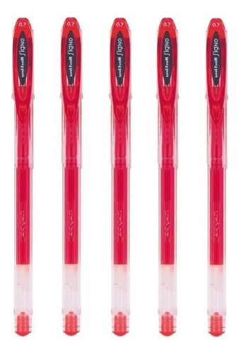 Caneta Gel Uniball 0.7mm Signo Neo Kit 5 Un. A Cor Tinta 5 Vermelha