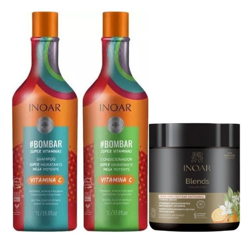 Kit Inoar Bombar Sh+cond2x1l+creme De Pentear Blends500ml
