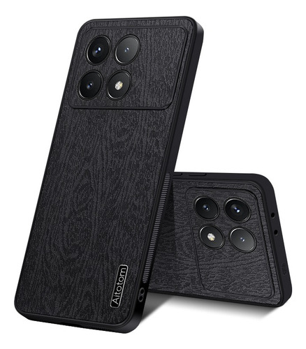 1 For Poco X6 Pro 5g Wooden Pattern Slim Hard Shockproof