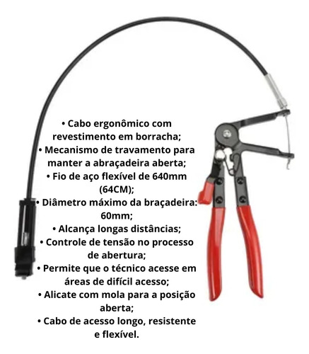 Alicate P/ Abraçadeira Elástica Radiador Cabo De Aço Corneta