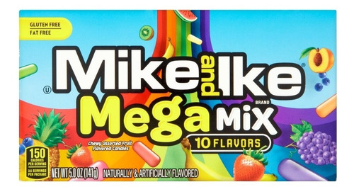 Dulces Mike And Ike Mega Mix Con 10 Sabores Sin Gluten 141 G