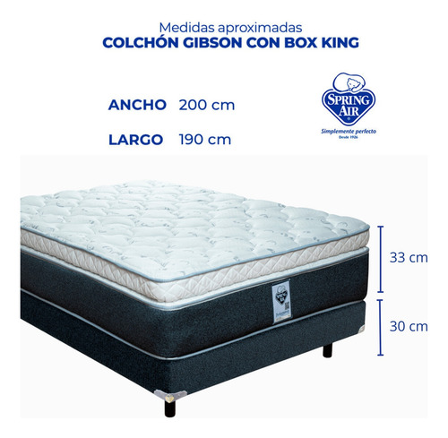 Colchón King Size Con Box Spring Air Gibson Más 2 Blancos