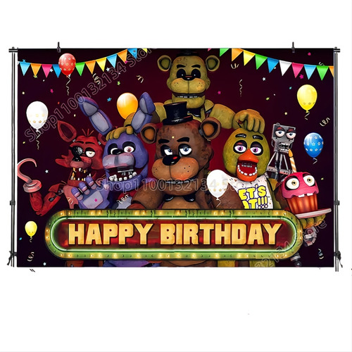 Art.fiesta Cumpleaños Cartel Banner Animatronicos Five Night