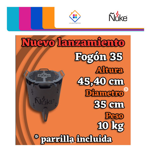 Fogon 35 Ñuke Incluye Parrilla 35 Cm De Diametro