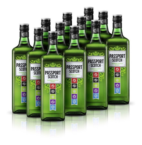 Kit 12 Whisky Passport Scoth Blended Bebida Garrafa 1l Cx 12