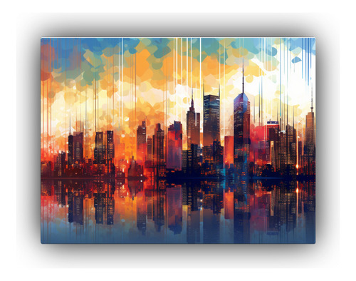 65x50cm Cuadro Abstracto De Paisaje Urbano En Nueva York, Di