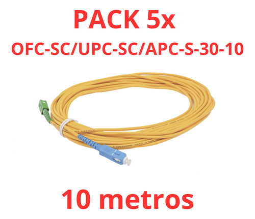 5pz Jumper Fibra Óptica Simplex,monomodo, Sc/upc-sc/apc, 10m