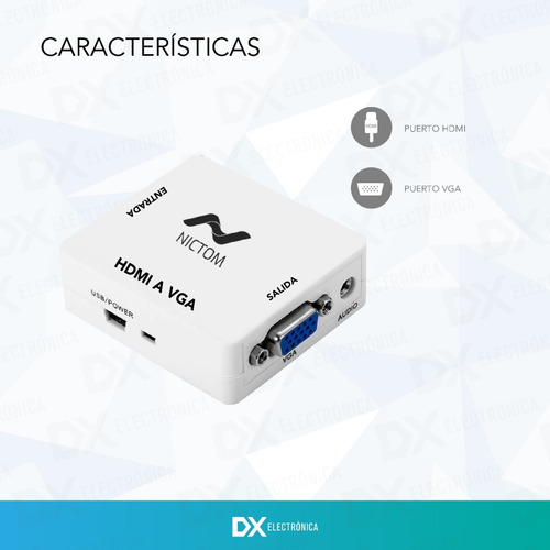 Imagen 5 de 10 de Conversor Adaptador Hdmi A Vga Activo Con Audio Convertidor