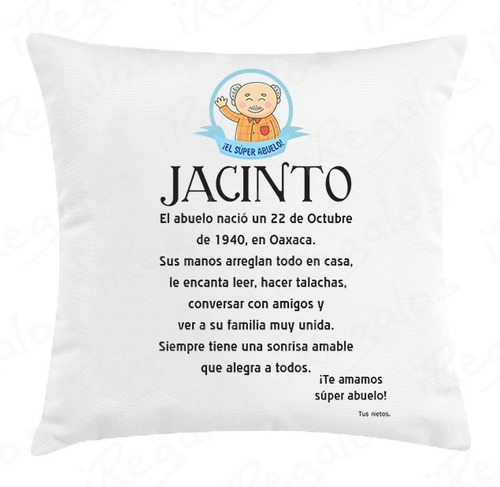 Regalo Para Abuelos Cojín Personalizado Relleno Con Sus Dato