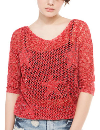 Sweater Rojo Estrellas Importado