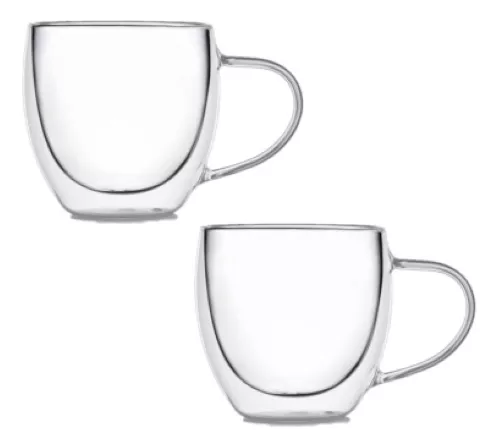 Taza Doble Vidrio 250 Ml - Cafe - Te D+m Bazar