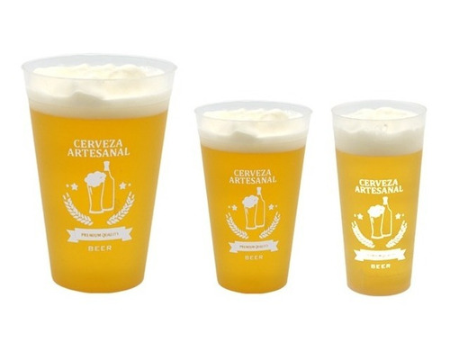 Vaso Cerveza Plastico Medidor Espuma 2 Dedos 500 Cc X 70 U.