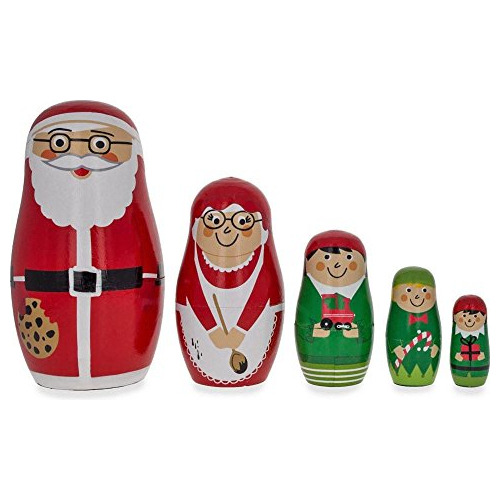 Bestpysanky Set De 5 Santa, Mrs. Claus, Elf & Snowman Wooden