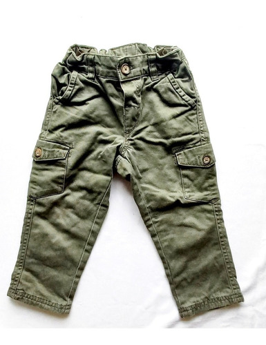 Pantalon Cargo Verde Ajustable - Hm - 12/18 Meses