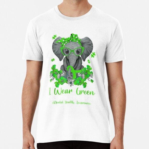 Remera I Wear Green For Mental Health Awareness Ribbon Eleph