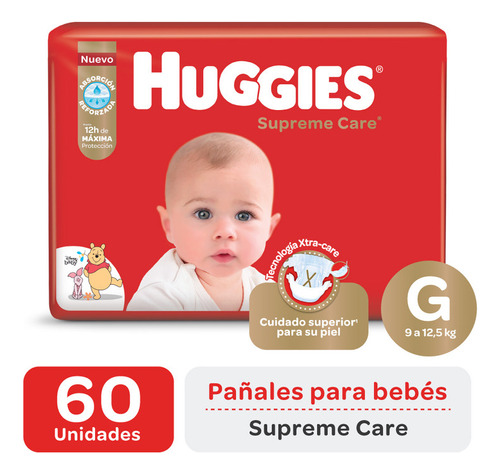 Pañales Huggies Supreme Care Cuidado Superior G X 60 Uni