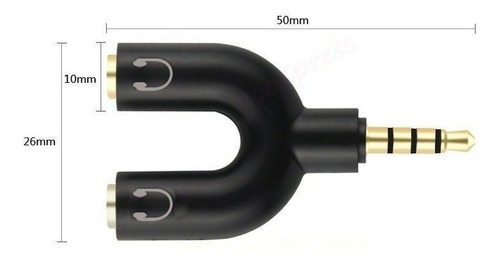 Imagen 2 de 2 de Adaptador 3.5mm 4 Polos Split Comparte Mic Y Audífono Cel