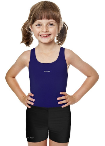 Malla Enteriza Niña + Short Natacion Nena Pileta Cloro Safit