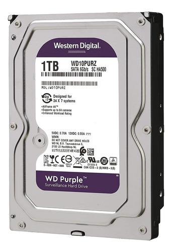 Disco Duro Wester Digital Púrpura 1 Tb Cctv Para Dvr Nvr24/7