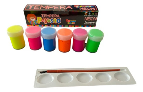 Témpera Escolar Neon Payasito X 6 Colores - 3 Cajas