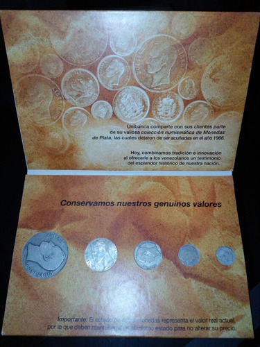 Imagen 1 de 3 de Monedas De Plata Venezolanas Coleccion Unibanca