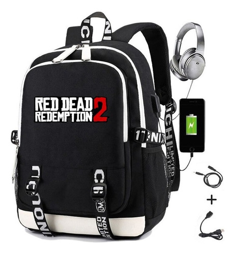 Mochila Red Dead Redemption 2 With Usb Charge For Children &