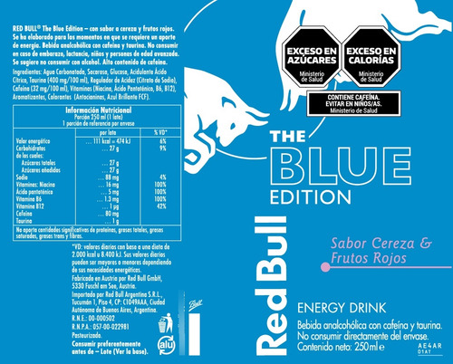 Pack X4 Unidades Red Bull Energizante The Blue Edition 250ml