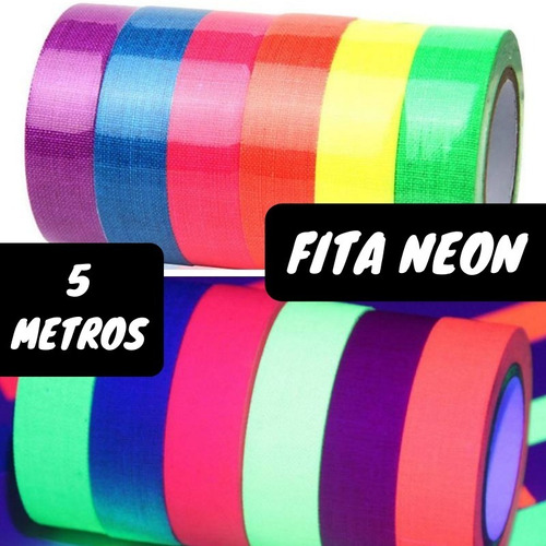 Kit Fita Adesiva Luminosa Fluorescente Adesiva Festa Neon 5m