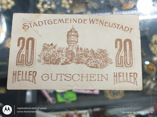 Billete Alemania Notgeld 20 Heller 1920