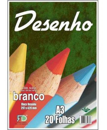 Bloco Desenho A3, 297x420mm, 140g/m², Branco, C/20 Fls