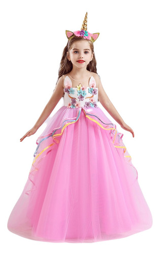 Vestido De Niña Para Fiesta Elegante Bautizo Pajesita Rosado