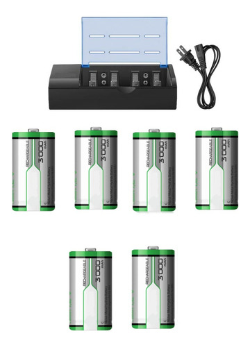 Cargador De Baterías Recargables Incluye 6 Baterias Tipo C
