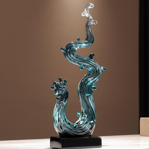 Escultura Animal Estatua De Dragón Adorno De Mesa Azul