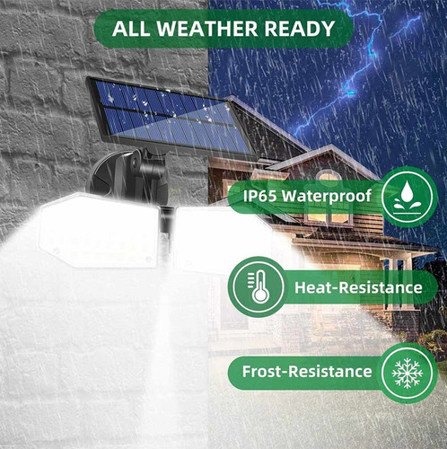 Lampara Led Solar Exterior Sensor Luces Foco 3modos 78 Led