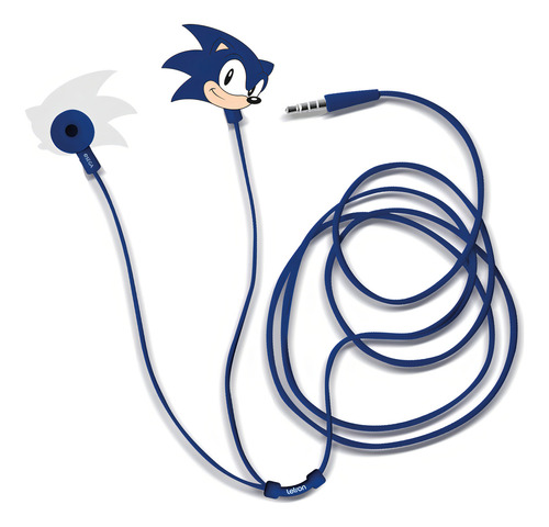 Fone De Ouvido Sonic Intra Auricular C/ Fio 1.2m E Microfone Cor Azul