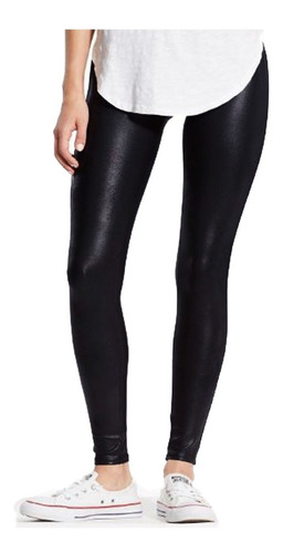 Pantalon Leggins Tipo Cuero Tela Licra Negro