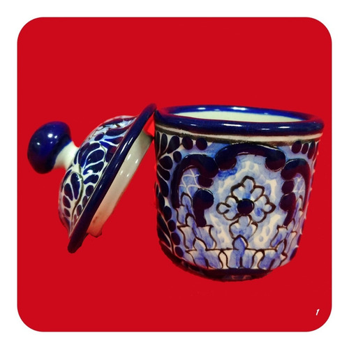 Imagen 4 de 4 de 4 Alhajeros Altos Talavera Poblana Barroca Azul 10x6 Cm Alj