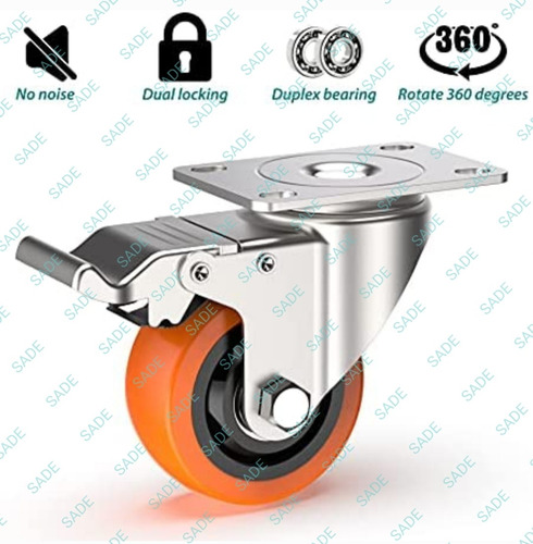 Imagen 5 de 10 de Pack 4 Ruedas Industriales De 4 Pulgadas Con Freno Doble Rod