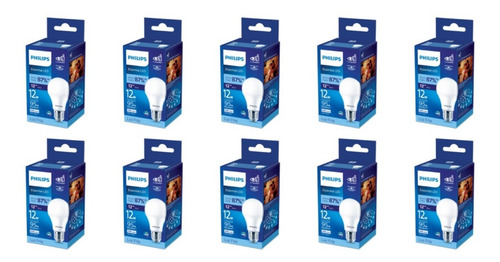 Imagen 3 de 4 de Pack 10 Ampolletas Led Philips E27 12w Cálida O Fría