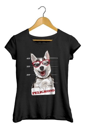 Playera Camiseta Perro Peligroso Husky Dog Perrito Animales