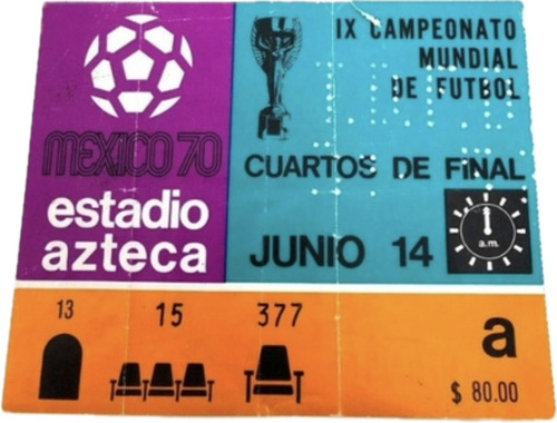 2 Boletos Coleccion Mexico 70 Estadio Azteca Cuartos Final (Usado)