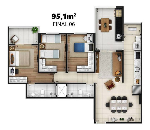 Imagem 17 de 21 de Apartamento, 3 Dorms Com 95.1 M² - Forte - Praia Grande - Ref.: Arj266 - Arj266