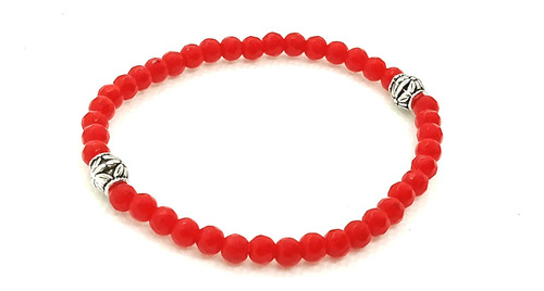 Bisutería Lola | Pulsera Artesanal Ágata Facetada Roja - 4mm