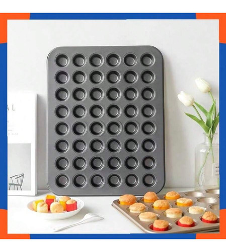 48 Moldes Redondos Antiadherentes Para Mini Magdalenas Color Negro