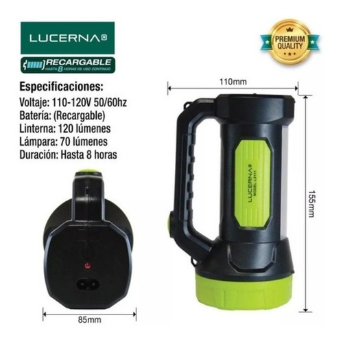 Imagen 2 de 2 de Linterna/ Lampara Solar Recargable Marca Lucerna