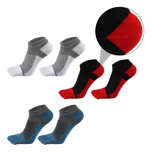 3 Pares De Calcetines Deportivos De Cinco Dedos Para Hombre,