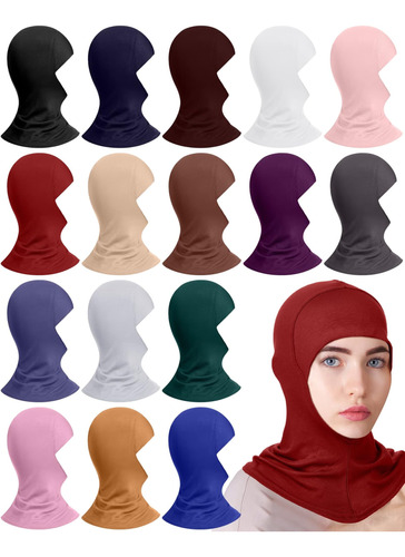 16 Hijab Muselina Mujer, Hijab Modal, Gorro, Turbante Liso,